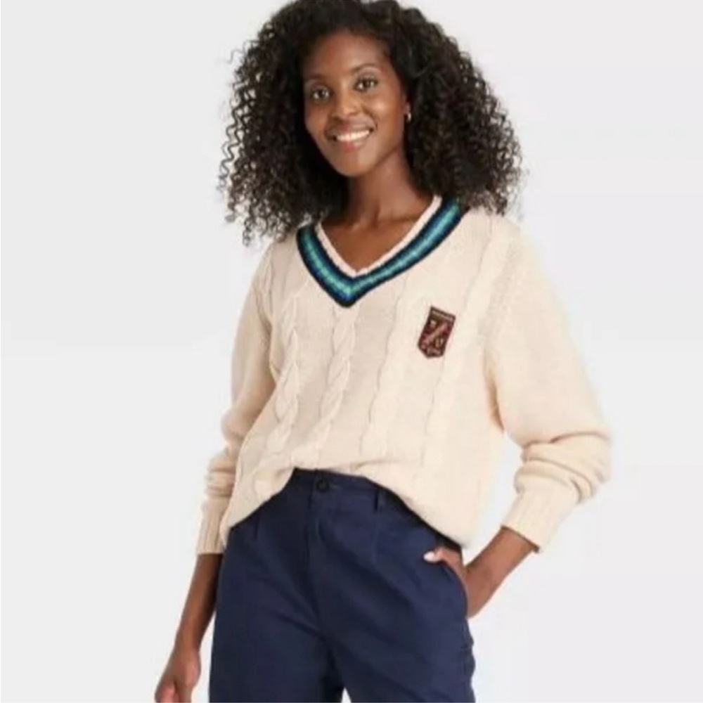 Houston White x Target Cream Cable Knit Cricket/Tennis Sweater Size Medium - Picture 4 of 8